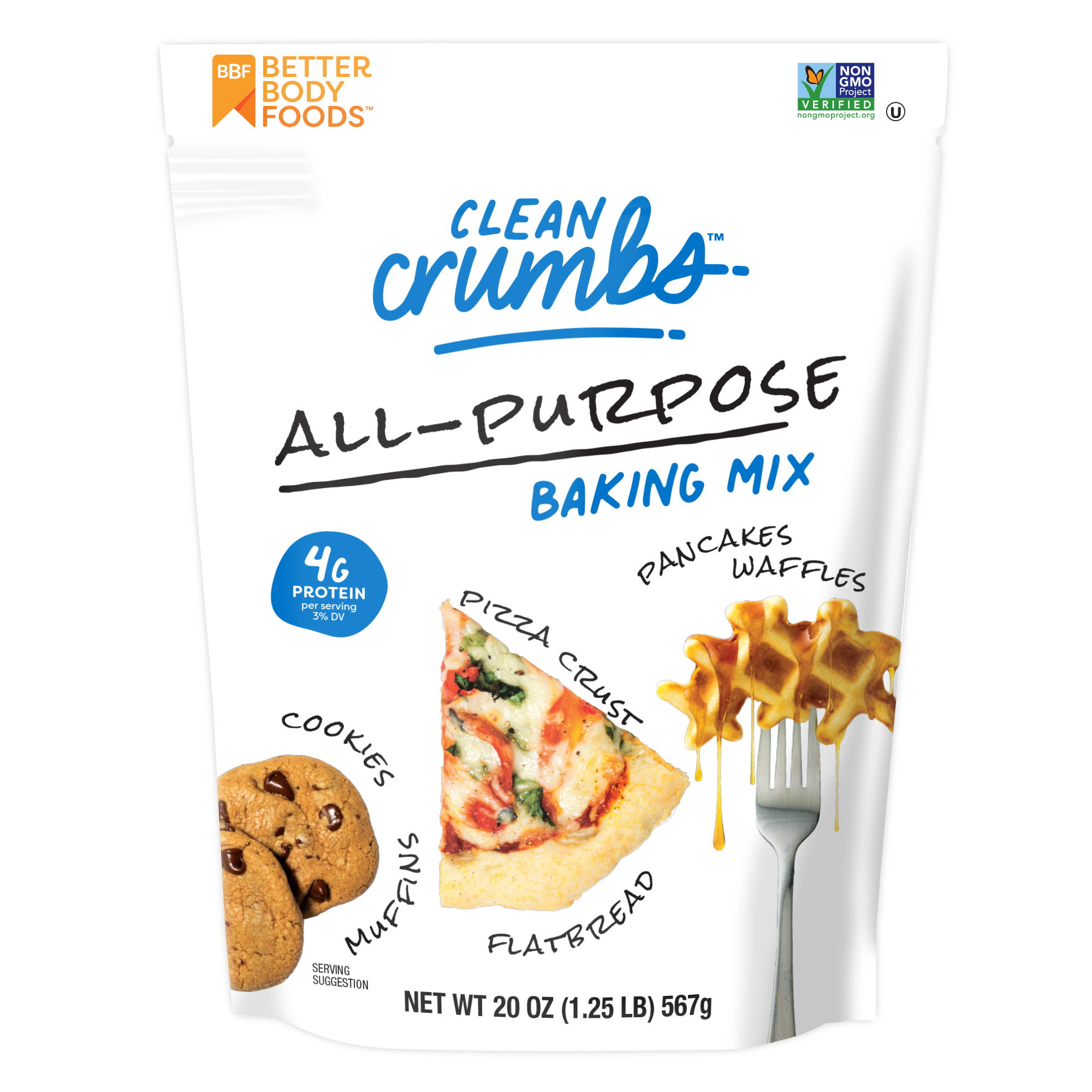 Clean Crumbs all-purpose baking mix front packaging